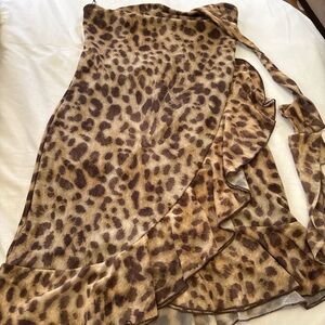 Zara Strapless Leopard Print Dress - Brown and Tan